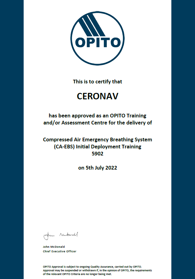 Compressed Air Emergency Breathing System (CA‐EBS) Initial Deployment Training 5902